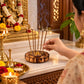 Pure Source India Lotus Design Wooden Incense & Dhoop Cone Holder | 5 Stick Agarbatti Stand for Pooja Room
