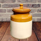 Pure Source India Ceramic Pickle Jar with Lid - 1 Piece, Ivory and Brown