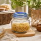 Pure Source India  750ml Stainless Steel Clamp Lid & Silicone Seal Kitchen Storage Air Tight Glass Jar, Clear