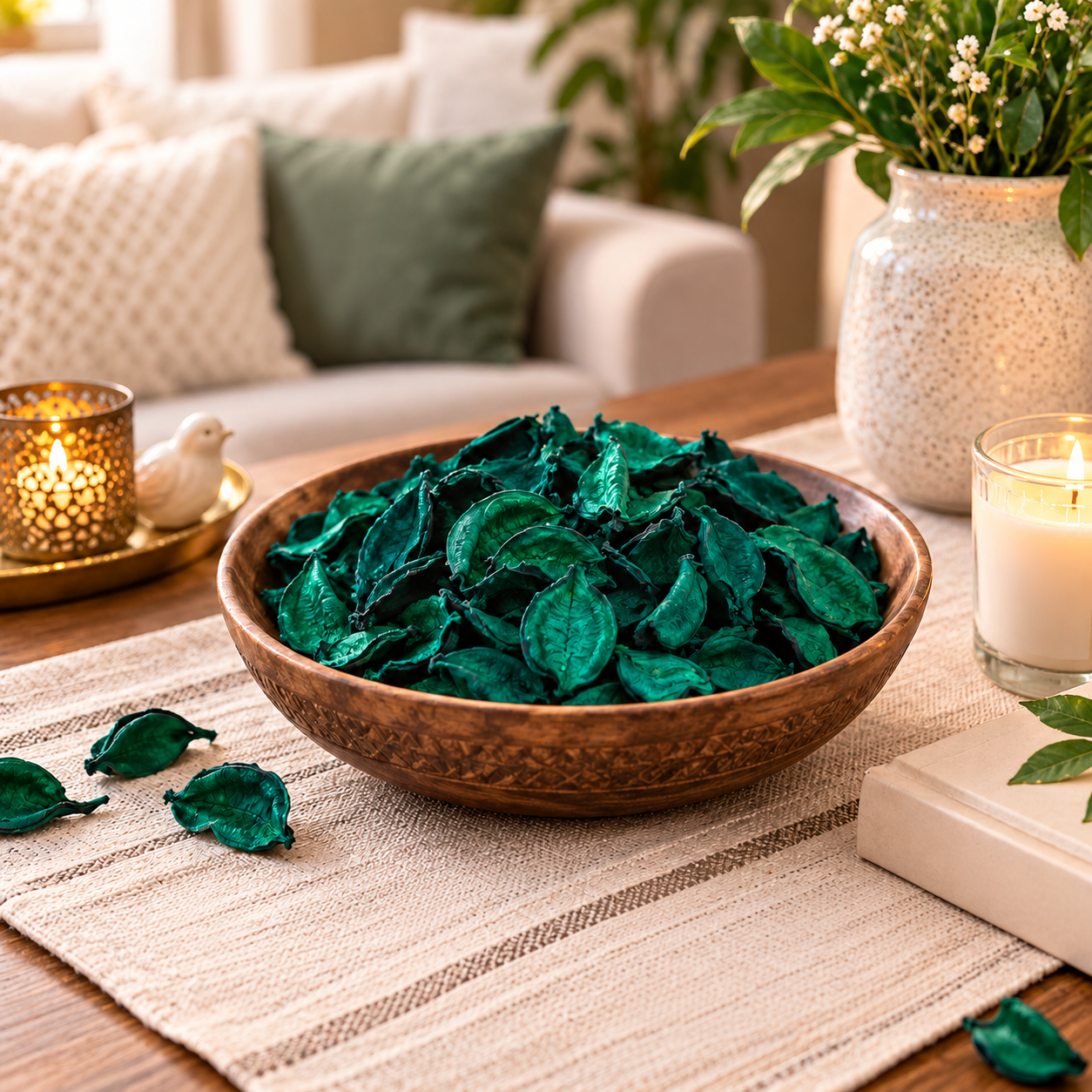 Pure Source India Green  Unscented Potpourri – Natural Dried Flower for Home Décor, Wedding Table Styling, DIY Crafts & Essential Oil Blending