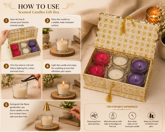 Pure Source India Scented Votive Candles in Glass, Set of 6 | Rose, Lavender & Vanilla Fragrance Candles | Aromatherapy, Home Décor & Relaxation Candles | Diwali, Wedding, Housewarming & Gift Set