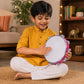 Pure Source India 10 Inch Dapli/Handheld Tambourine | Single Row Metal Jingles Percussion Instrument | Lightweight Musical Drum for Kids & Adults | Ideal for Bhajan, Kirtan, Pooja & Aarti (Pink)
