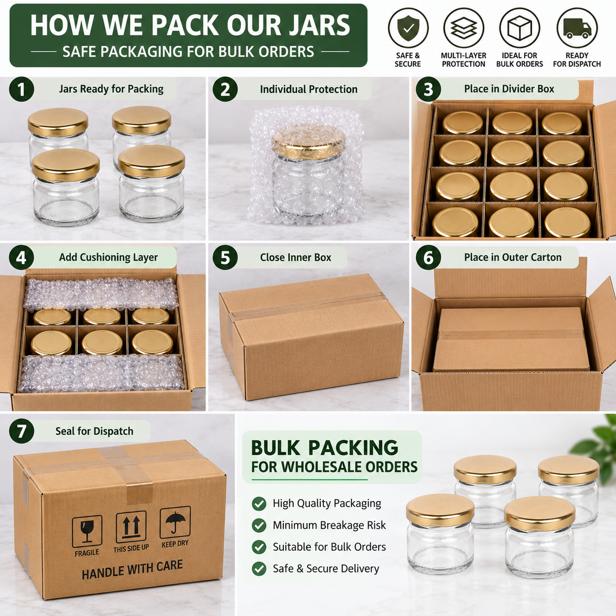 Pure Source India 41 ML Mini Glass Jar with Gold Metal Screw Cap – Small Multipurpose Storage Jar