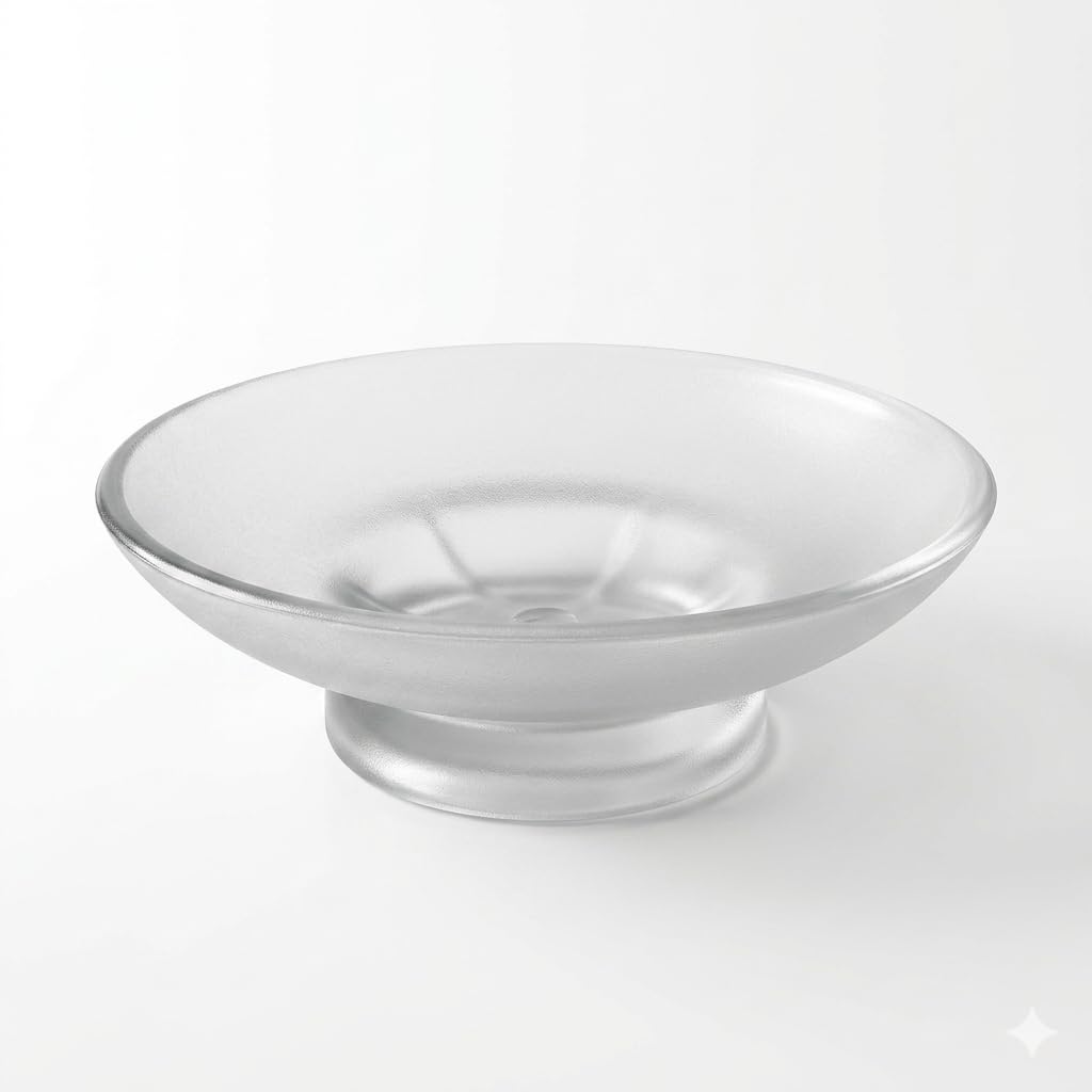 Pure Source India Glass Soap Dish for Bathroom or Kitchen, Forstater Round (3.25 cm)