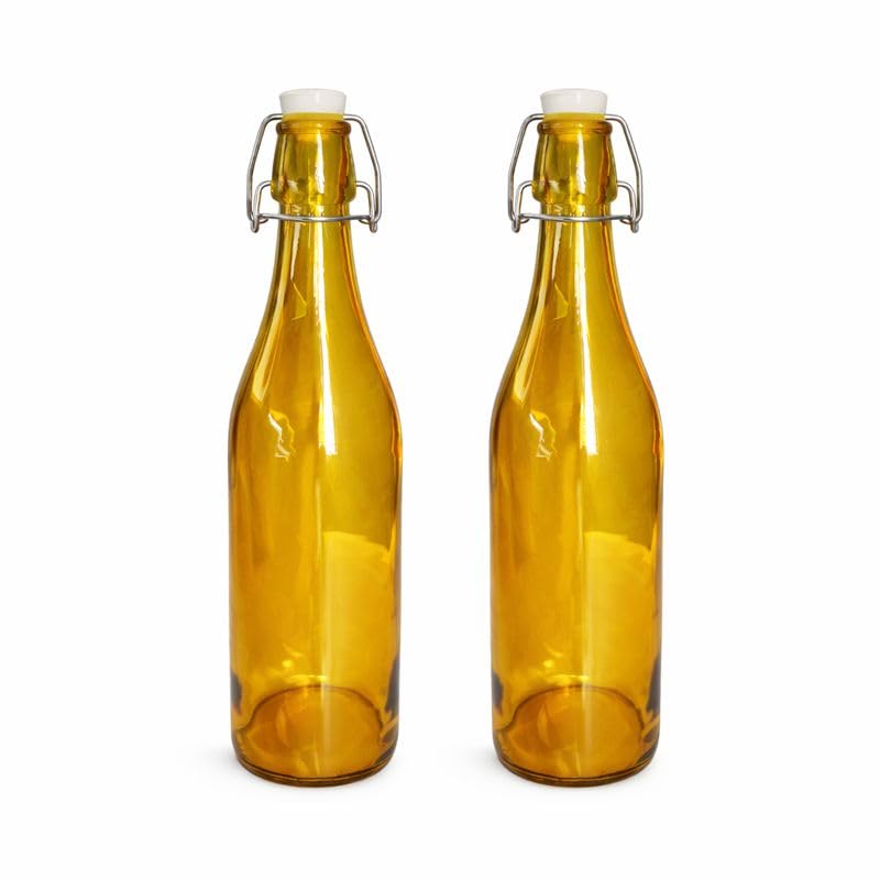 Premium 250ml Glass Water Bottle with Airtight Flip Top Cap | Leakproof & Reusable Bottle for Water, Juice, Oil, Vinegar