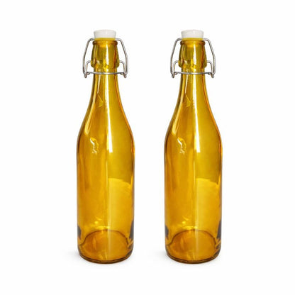 Pure Source India Premium 250ml Glass Water Bottle with Airtight Flip Top Cap | Leakproof & Reusable Bottle for Water, Juice, Oil, Vinegar