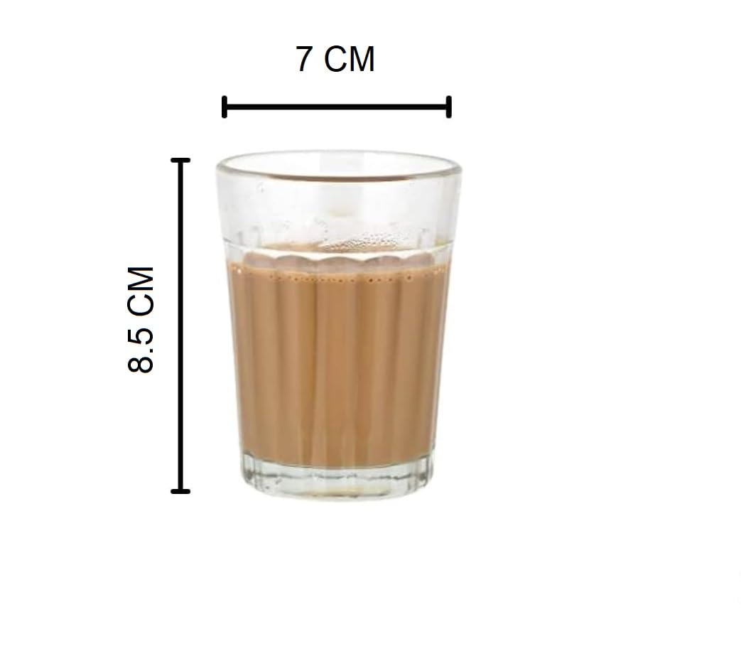 Pure Source India Glass Tea Cup Cutting Chai Glass, Coffee for Home Decor/Kitchen/Resturant (120ml)