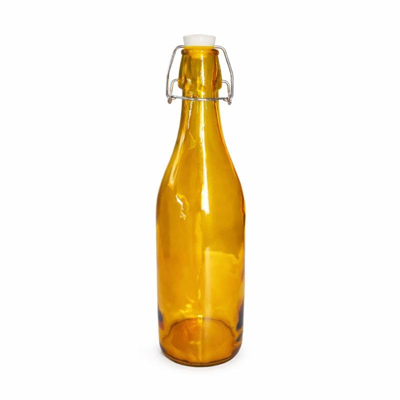 Premium 250ml Glass Water Bottle with Airtight Flip Top Cap | Leakproof & Reusable Bottle for Water, Juice, Oil, Vinegar