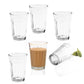Pure Source India Cutting Chai Glasses with Iron Stand, Set of 6 | 120ml Transparent Tea Glasses for Home, Kitchen, Café, Restaurant & Dhaba | Chai Cups for Serving Tea & Coffee