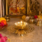 Pure Source India 8 cm, 30 ml Premium Lotus Brass Diya with Decorative Plate | Traditional Brass Deepak for Puja, Home Temple, Mandir Decor, Diwali, Wedding & Festive Gifting