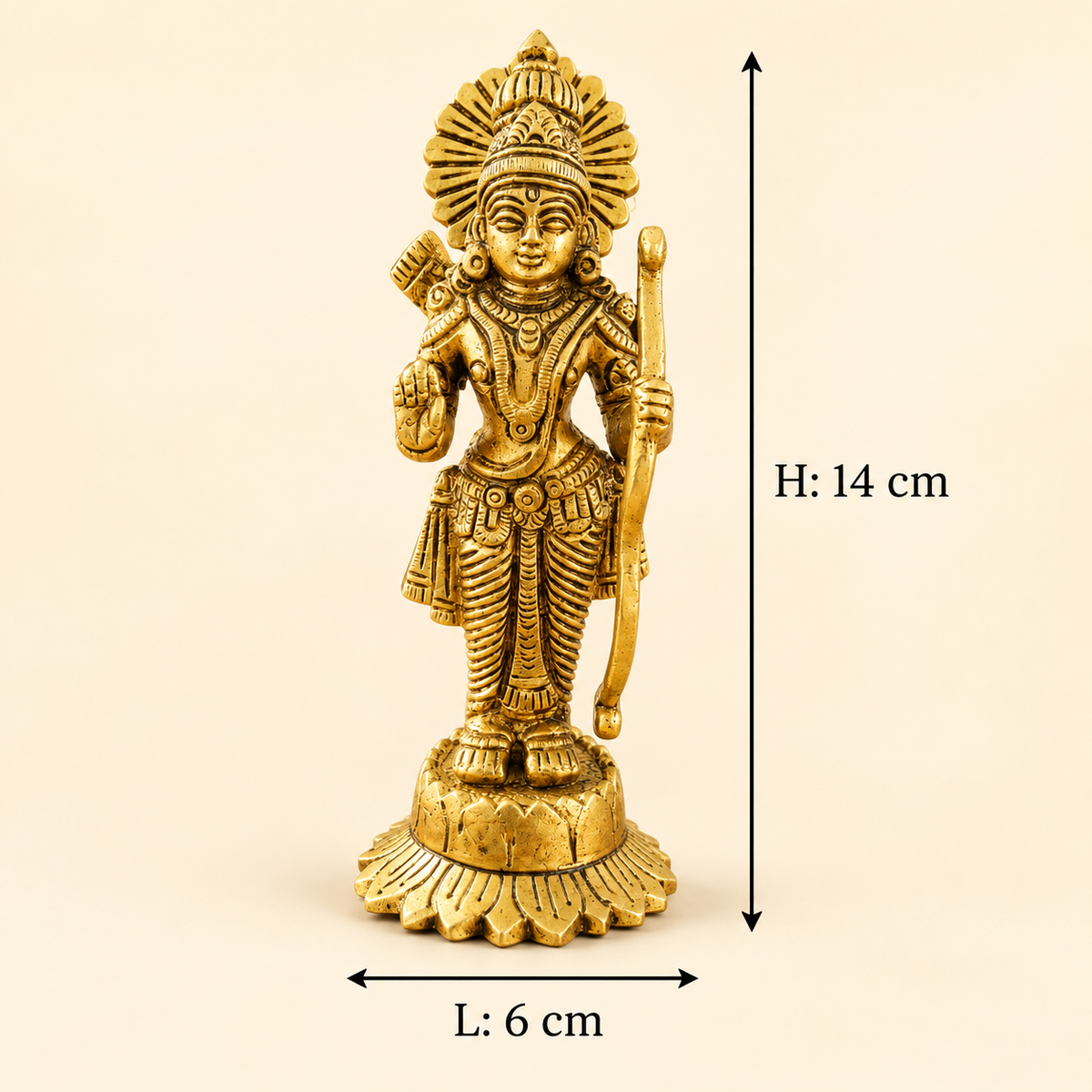 Pure Source India Pure Brass Lord Shree Ram Idol | Ayodhya Ram Murti for Home Decor & Mandir (14 Inch) (494 gm)