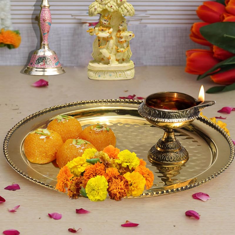 Pure Source India Brass Diya Lamp Akhand Diya, 4 x 3 Inch Traditional Oil Lamp | Brass Deepak for Mandir, Pooja Room, Diwali, Festivals, Home Decor & Religious Ceremonies