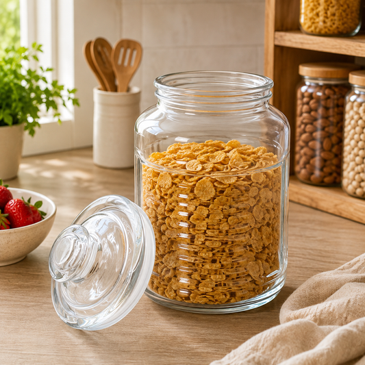 Pure Source India 2.2Ltr Round Airtight Glass Jar Container,Clear