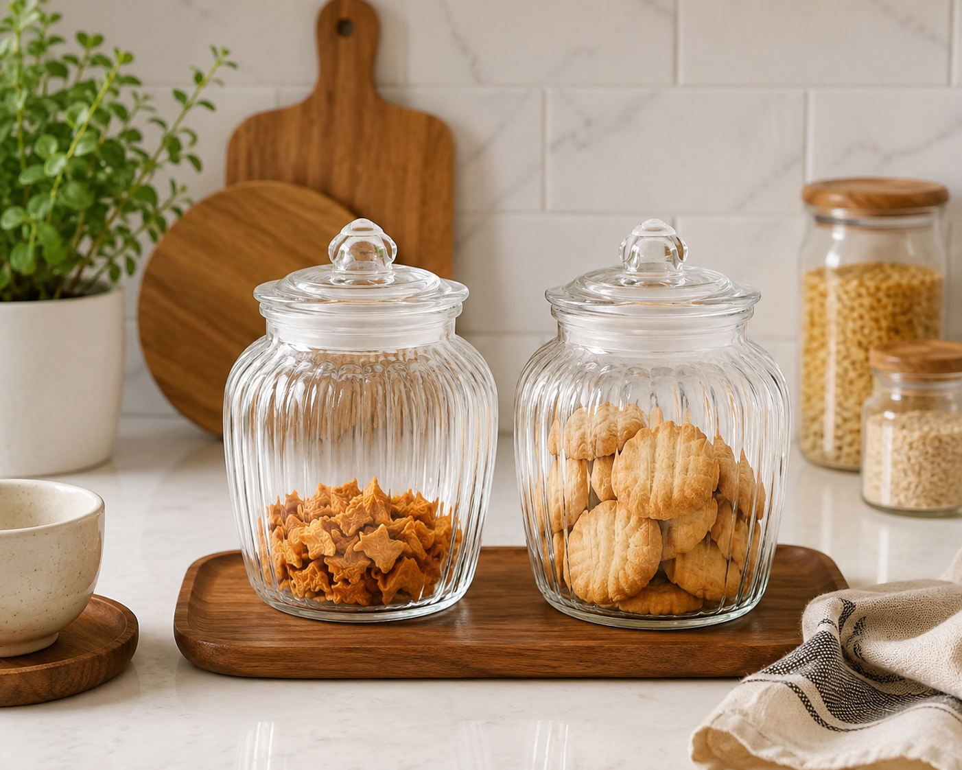 Pure Source India 2kg Glass Jar Food Safe Storage Container for Kitchen With Airtight Lid