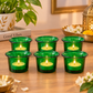 Pure Source India Green Makhan Votive Glass Tealight Candle Holder Set of 6 With Tealight for Diwali, Pooja, Rangoli & Home Décor