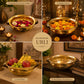 Pure Source India Brass Urli Bowl with Handles, 600 ml | Decorative Floating Flower Bowl for Home Decor, Diwali, Rangoli, Center Table, Wedding, Pooja & Festive Decoration