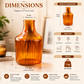 Pure Source India Amber Glass Flower Vase – 9 Inch Decorative Ribbed Bottle Vase for Home Decor, Modern Centerpiece for Living Room, Dining Table & Office