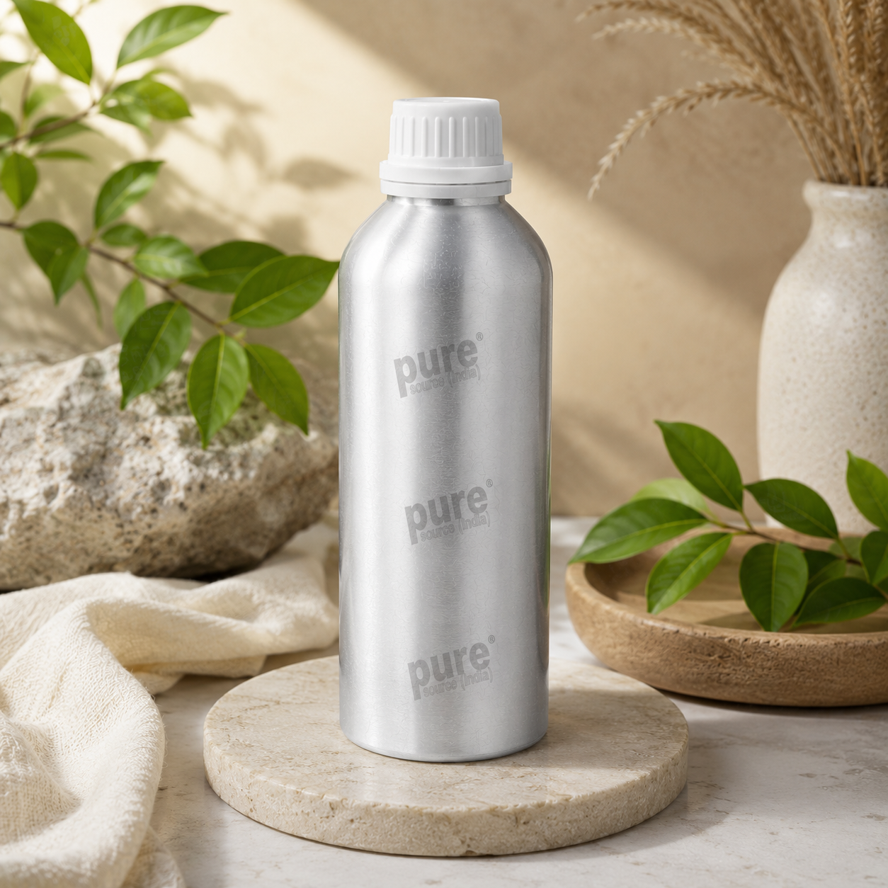 Pure Source India Aluminum Empty Bottle 500ml with Inner Lid & Cap – Ideal for Essential Oils, Oil Blends, Cosmetics and Liquid Storage (Copy)