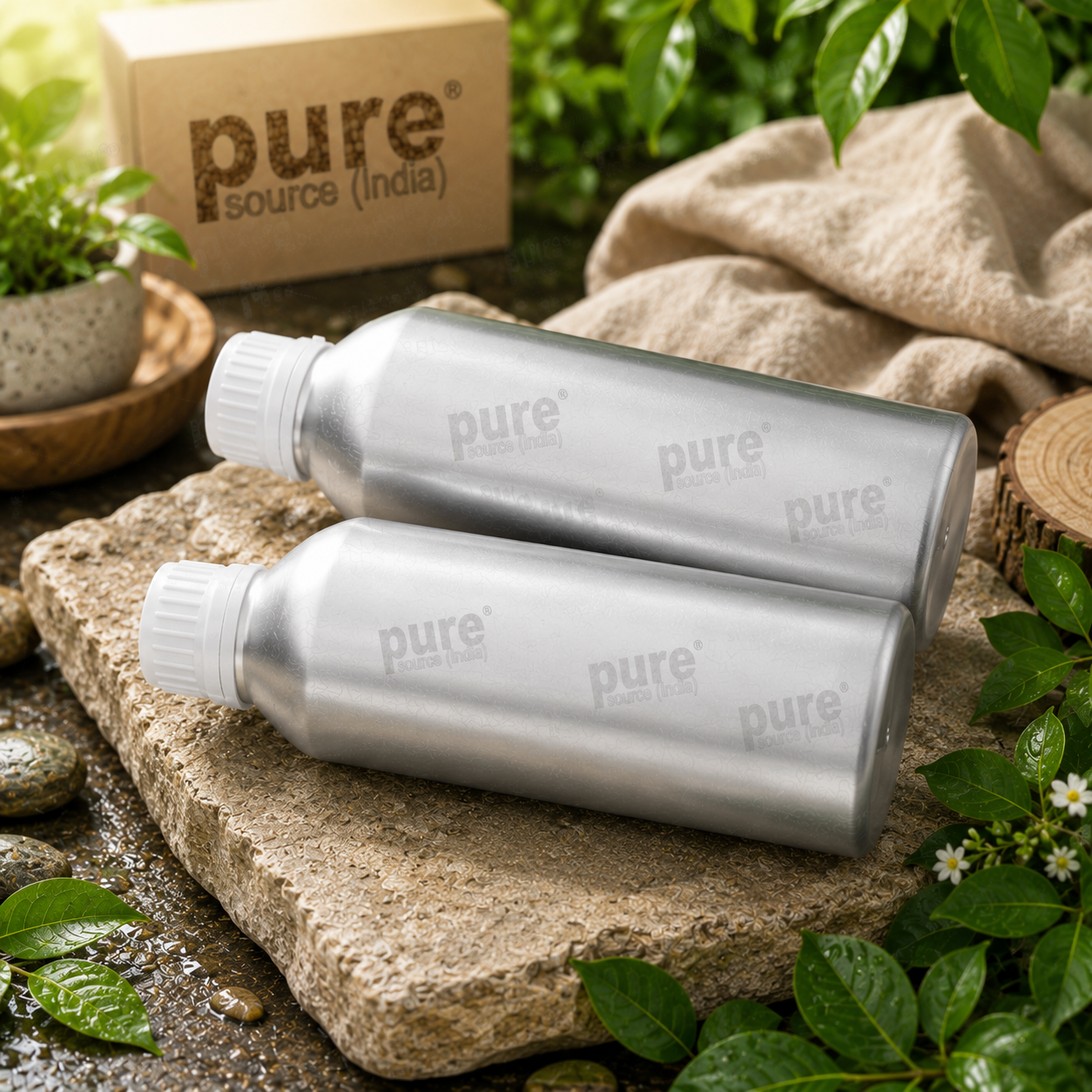 Pure Source India Aluminum Empty Bottle 500ml with Inner Lid & Cap – Ideal for Essential Oils, Oil Blends, Cosmetics and Liquid Storage (Copy)