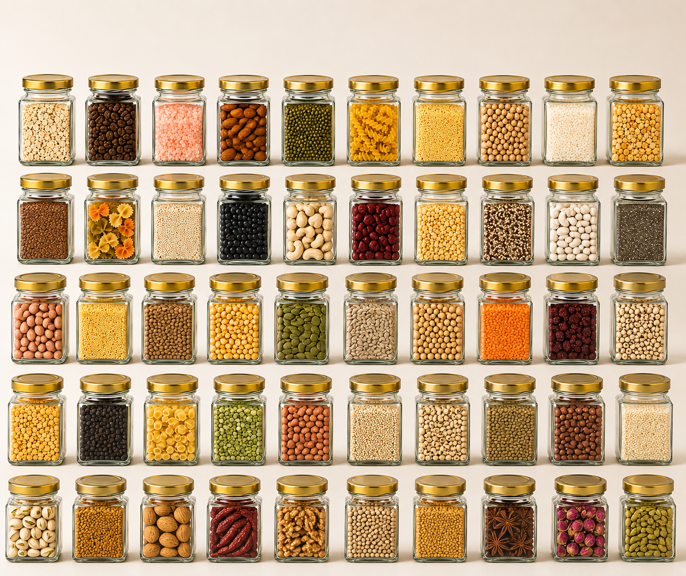 Pure Source India 150gm, Square Glass Jar with Gold Lug Cap | Airtight Food Storage Jar for Honey, Jam, Pickles, Spices & Preserves