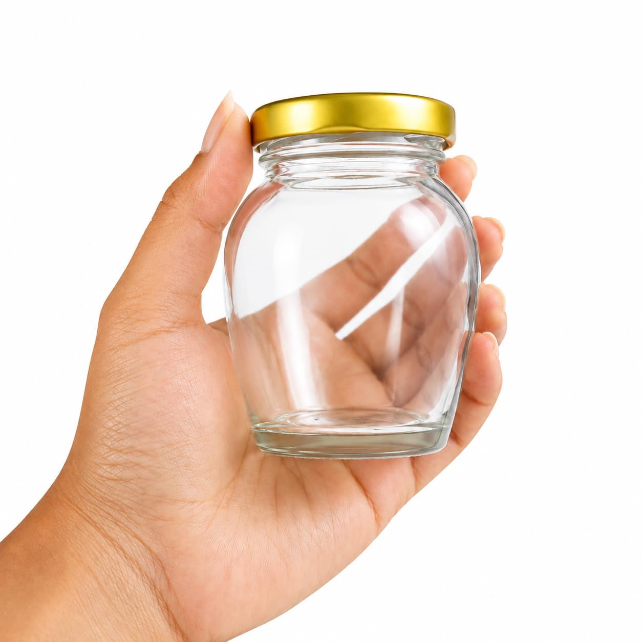 Pure Source India 50ml Glass Matka Jar with Golden Airtight Lid | Leak-Proof Small Glass Container for Spices, Masala, Herbs, Dry Fruits & Kitchen Storage