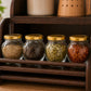 Pure Source India 100ml Glass Matka Jar with Golden Airtight Lid | Leak-Proof Small Glass Container for Spices, Masala, Herbs, Dry Fruits & Kitchen Storage