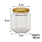 Pure Source India 190ml Hexagon Glass Jar with Golden Lid | Airtight & Leakproof | Dishwasher & Freezer Safe |for Spices, Pickles, Honey, Dry Fruits, Gifts & Kitchen Organization