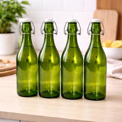 Pure Source India Premium 250ml Glass Water Bottle with Airtight Flip Top Cap | Leakproof & Reusable Bottle for Water, Juice, Oil, Vinegar