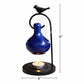 Pure Source India Ceramic Oil Burner with Metal Stand, Hanging Aromatherapy Diffuser, Decorative Bird Design, 9 Inch for Home Décor, Meditation & Gifting