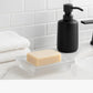 Pure Source India Frosted Clear Square Glass Soap Dish for Bathroom |Soap Holder with Drain | Anti-Slip, Durable & Easy to Clean Soap Tray for Sink, Shower & Kitchen (4.5inch)