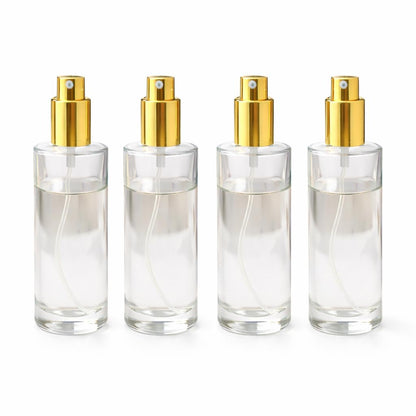 Pure Source India 100ML Clear Glass Perfume Spray Bottle with Gold Atomizer Pump & Cap – Refillable & Reusable Fine Mist Sprayer