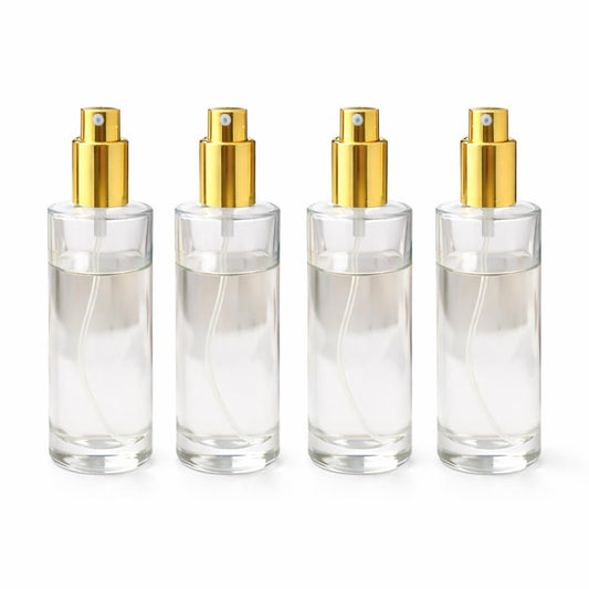 Pure Source India 100ML Clear Glass Perfume Spray Bottle with Gold Atomizer Pump & Cap – Refillable & Reusable Fine Mist Sprayer