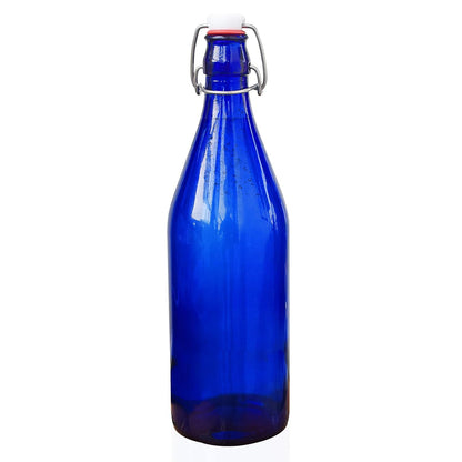 Pure Source India Glass water Bottle Airtight 1000 ml, Blue