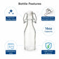 Premium 250ml Glass Water Bottle with Airtight Flip Top Cap | Leakproof & Reusable Bottle for Water, Juice, Oil, Vinegar
