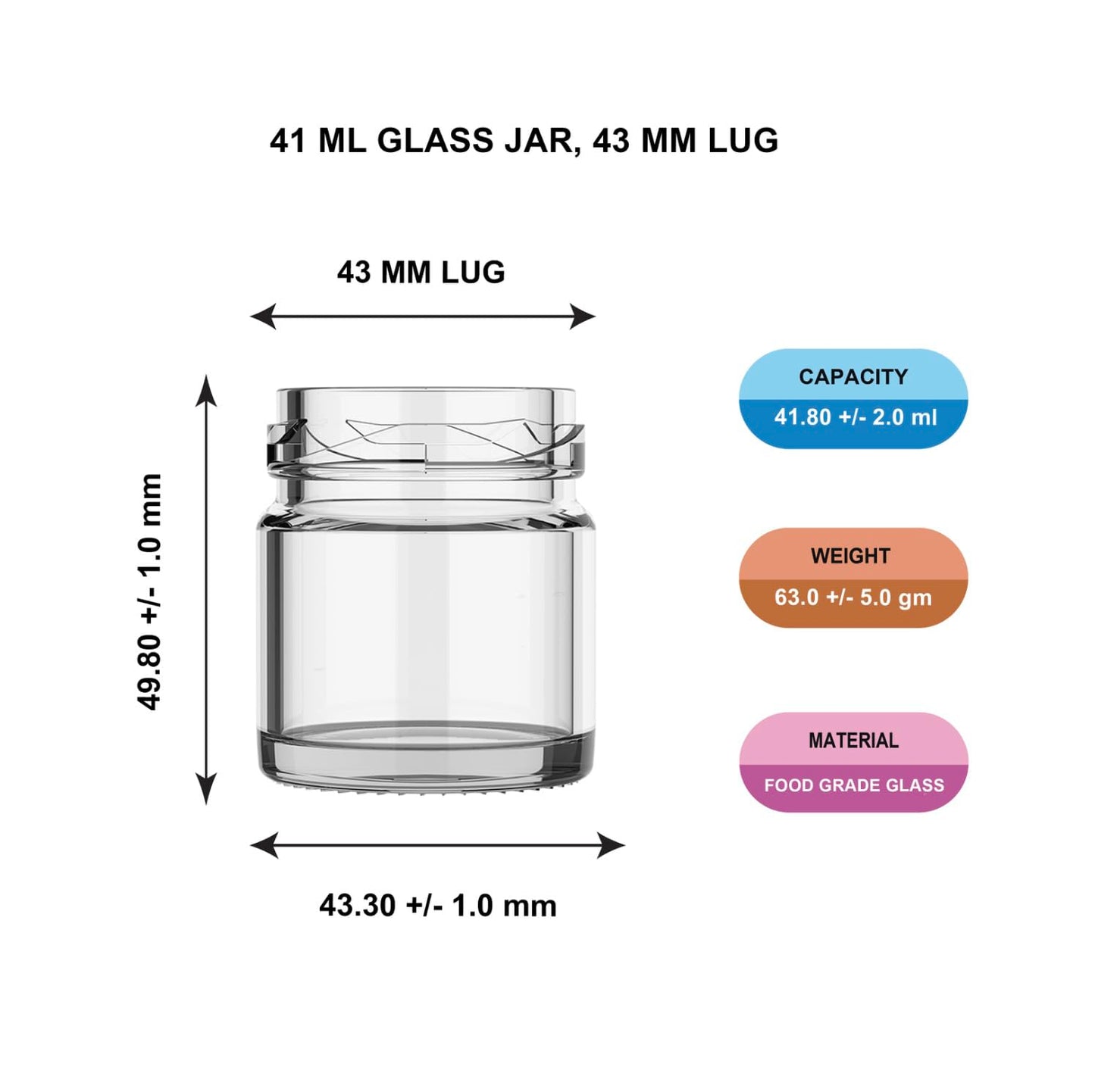 Pure Source India 41 GRM Round Mini Glass Jar with Airtight Cap