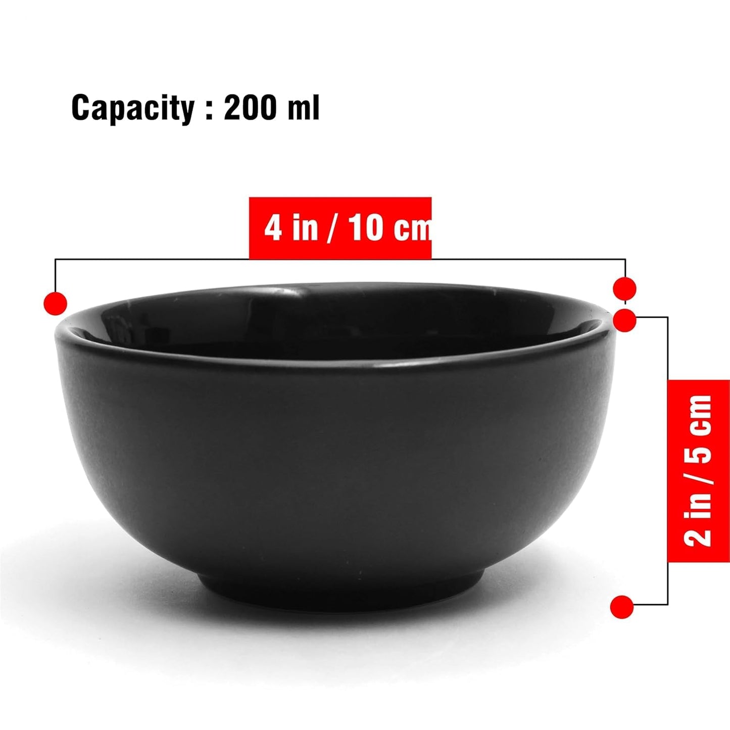 200ml, Black Ceramic Vegetable Bowl
