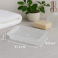 Pure Source India Frosted Clear Square Glass Soap Dish for Bathroom |Soap Holder with Drain | Anti-Slip, Durable & Easy to Clean Soap Tray for Sink, Shower & Kitchen (4.5inch)