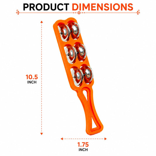 Pure Source India Handheld Plastic Tambourine Pack of 2 | 3-Pair Metal Jingle Percussion Instrument | Ideal for Bhajan, Kirtan, Pooja, Aarti, Garba, Music Practice & Cultural Events | Orange