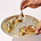 Pure Source India Pure Brass Pooja Thali Set of 7 Pieces with Gift Box, 11 Inch Traditional Puja Thali Set | Brass Pooja Items for Diwali, Mandir, Home, Office, Wedding & Return Gifts