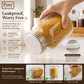 Pure Source India Glass Jar 1.5 LTR, Air Tight Jar With Stainless Steel Clamp Lid & Silicone Seal Kitchen Storage Jar with Air Tight Seal for Rice Pasta Pickling Food (White Rim)