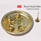 Pure Source India Pure Brass Pooja Thali Set with Gift Box, 9 Inch Traditional Puja Thali & Pooja Articles | Brass Pooja Set for Diwali, Mandir, Home, Office, Wedding & Return Gifts