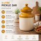 Pure Source India Ceramic Pickle Jar with Lid -Ivory and Brown