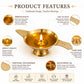Pure Source India Brass Diya Oil Lamp for Pooja, 4.5 Inch | Traditional Indian Deepam with Decorative Handles | Brass Temple Lamp for Home, Diwali, Festivals & Spiritual Decor