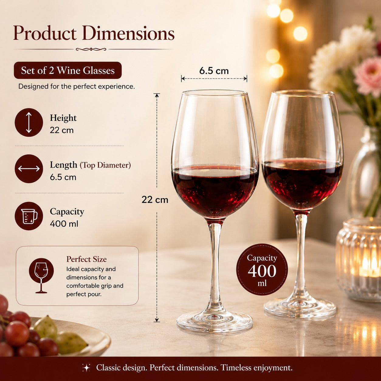Pure Source India Wine Glass Set of 4, 400 ML Red & White Wine Glasses, Elegant Stemmed Drinking Glasses for Home, Bar, Restaurant, Parties & Gifting