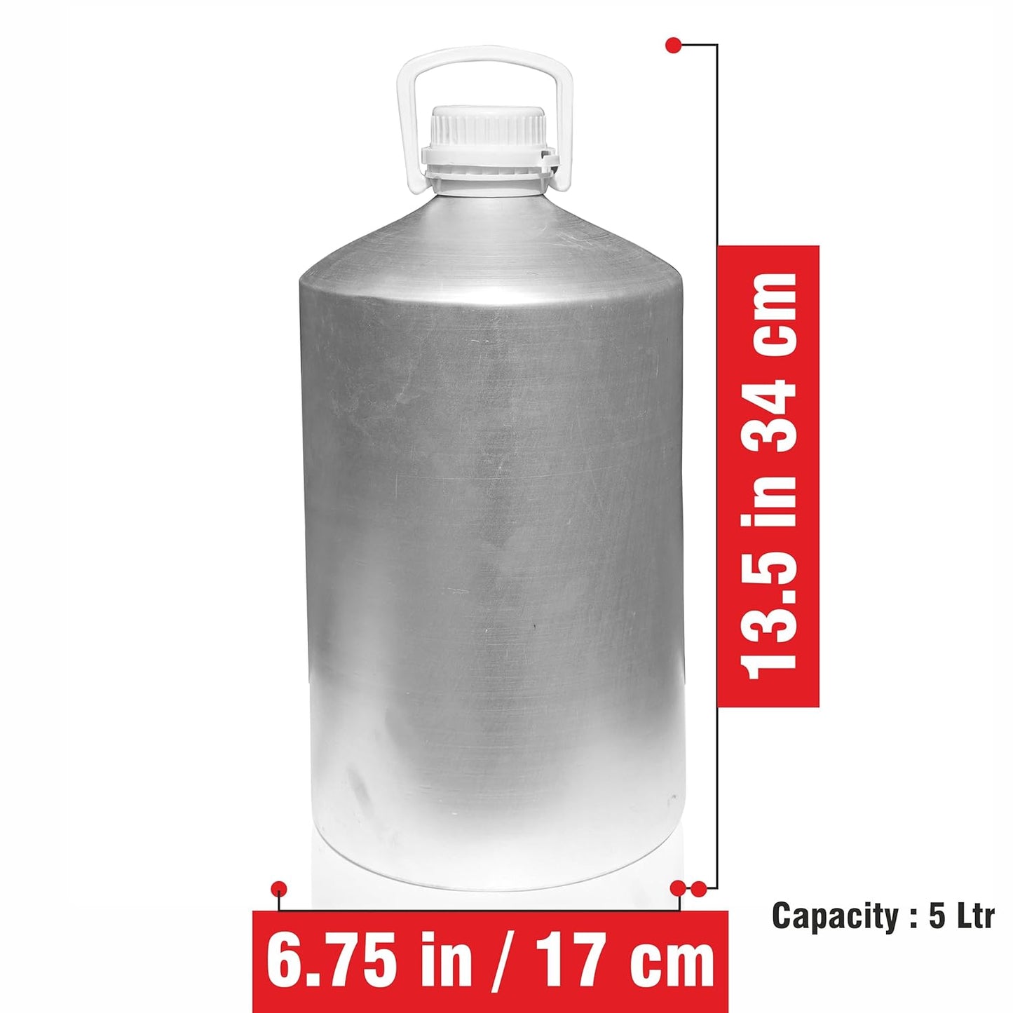 Pure Source India Aluminum Empty Bottle 5 Ltr. with Inner Lid & Cap – Ideal for Essential Oils, Oil Blends, Cosmetics and Liquid Storage (Copy) (Copy)