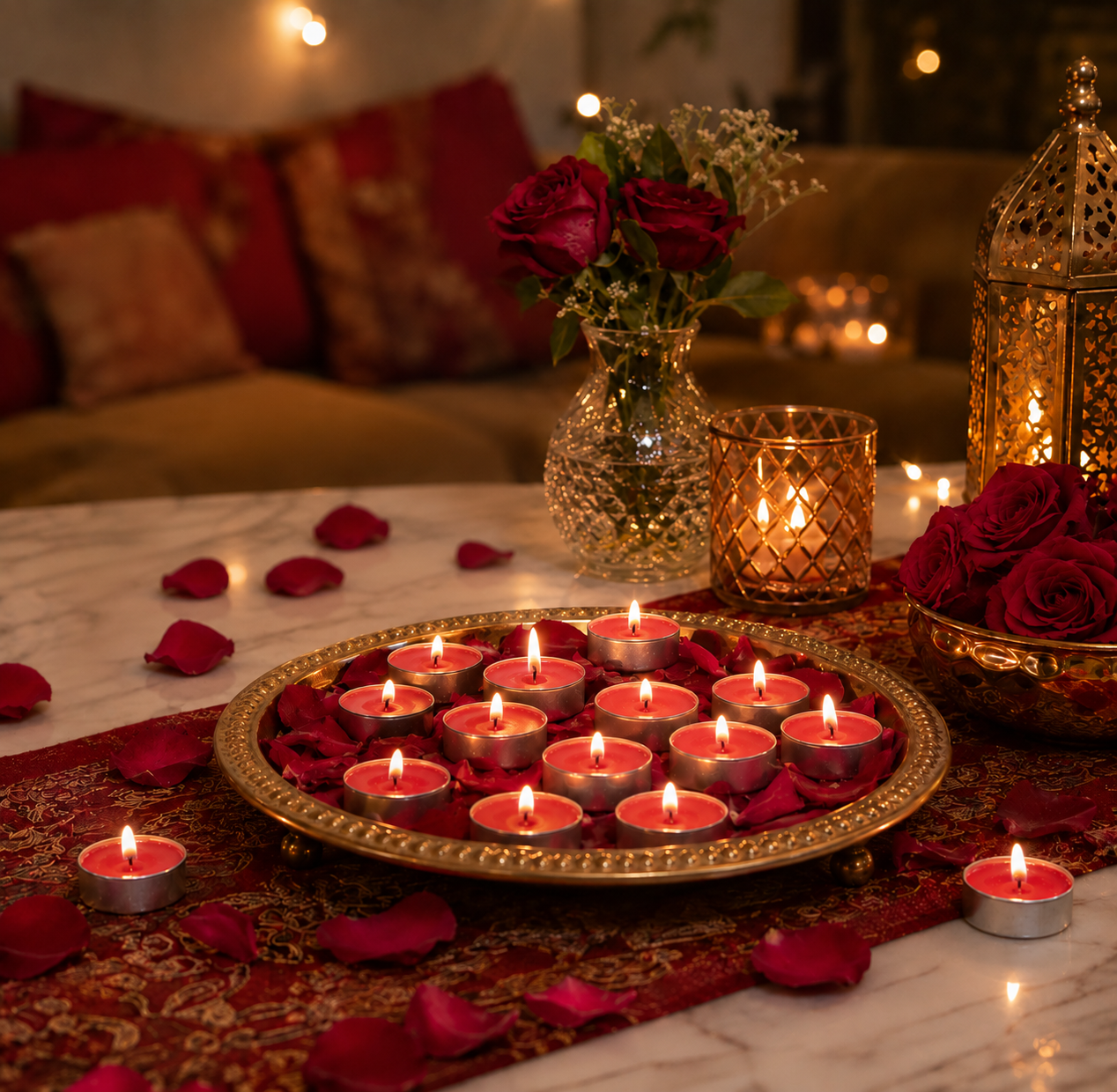 Pure Source India Scented Rose Tea Light Candles Pack of 25 | Fragrance Tealights for Home Decor, Meditation, Pooja, Diwali, Parties & Aromatherapy | Long-Lasting Decorative Candles
