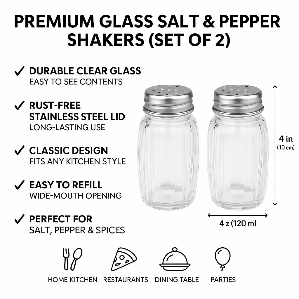 Pure Source India 7.5 cm Glass Salt & Pepper Shakers