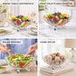 Pure Source India 8-Inch Clear Glass Fruit Bowl with Footed Base – 1.5 Liter Capacity Decorative Serving Bowl for Fruit, Salad & Home Décor
