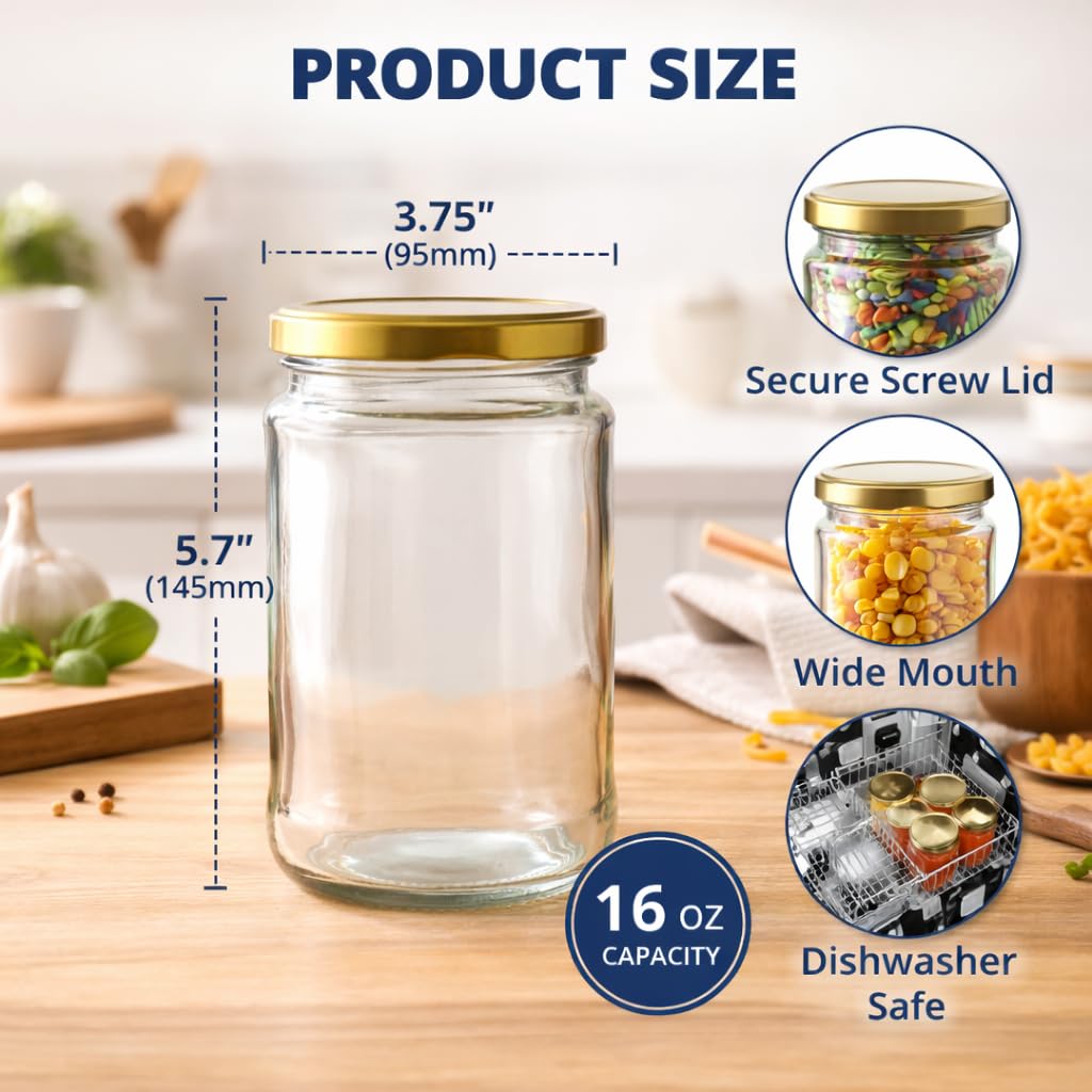 Pure Source India 750ml Clear Glass Jar with Airtight Metal Lid | Storage Jar for Kitchen, Pantry, Spices & Crafts