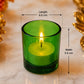 Pure Source India Set of 6 Glass Votive Tealight Candle Holders Green - Living Room Side Table Home Decoration